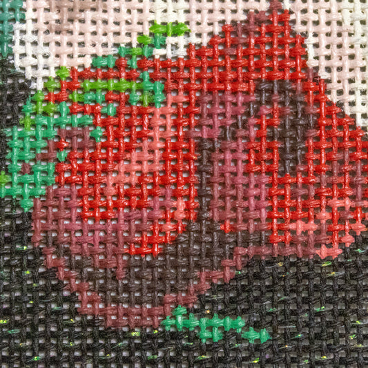 Run for the Roses Horse Skull Black Sparkle Needlepoint Canvas